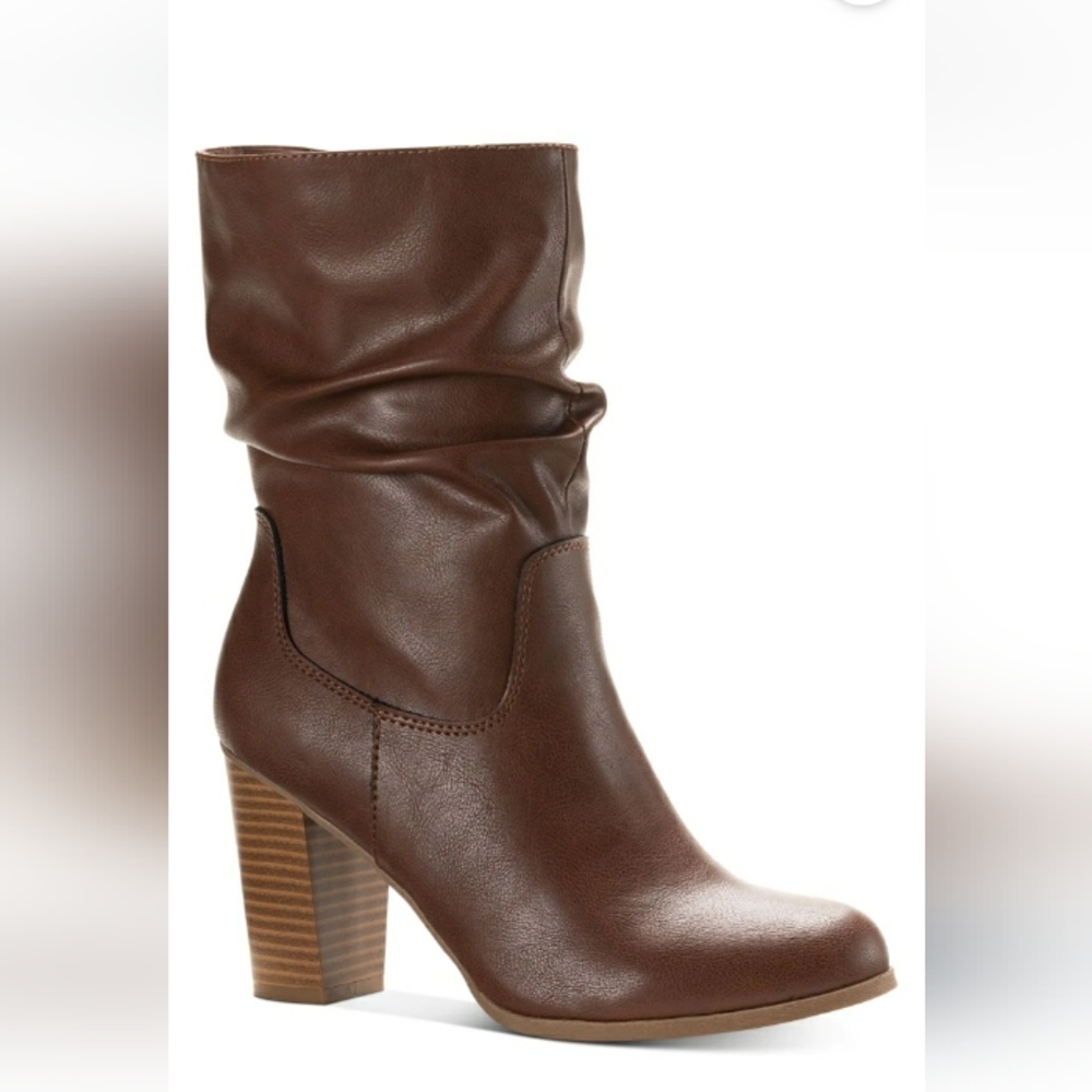 Style & Co Saraa Slouch Mid-Shift Boots color Cognac NIB Size 7.5